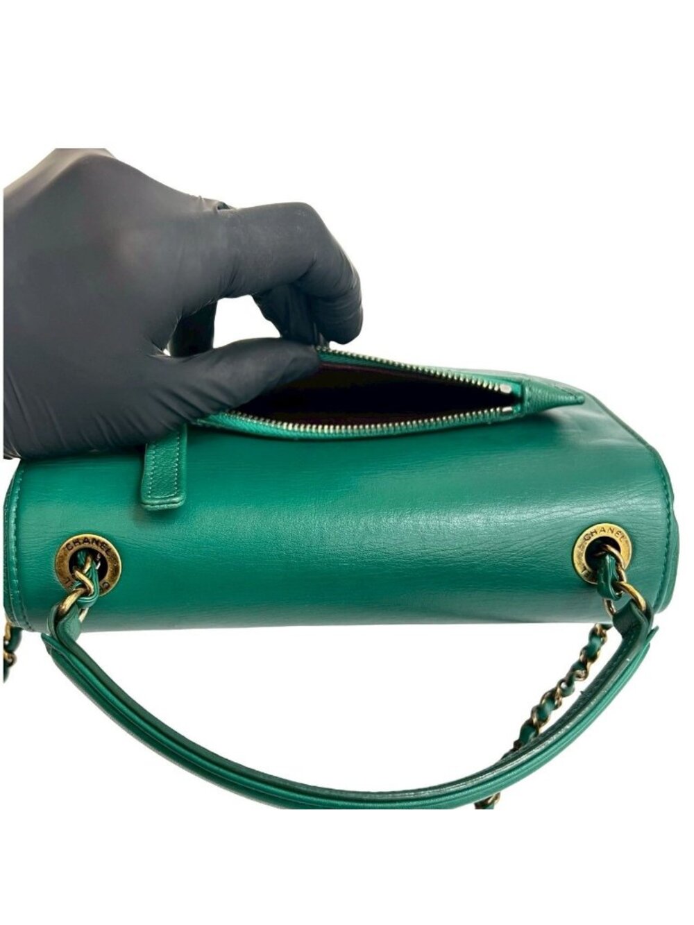 Chanel Card Seal Number 23 Coco Cab Jumbo CC Logo Calf Leather Chain Shoulder - Picture 8 of 8